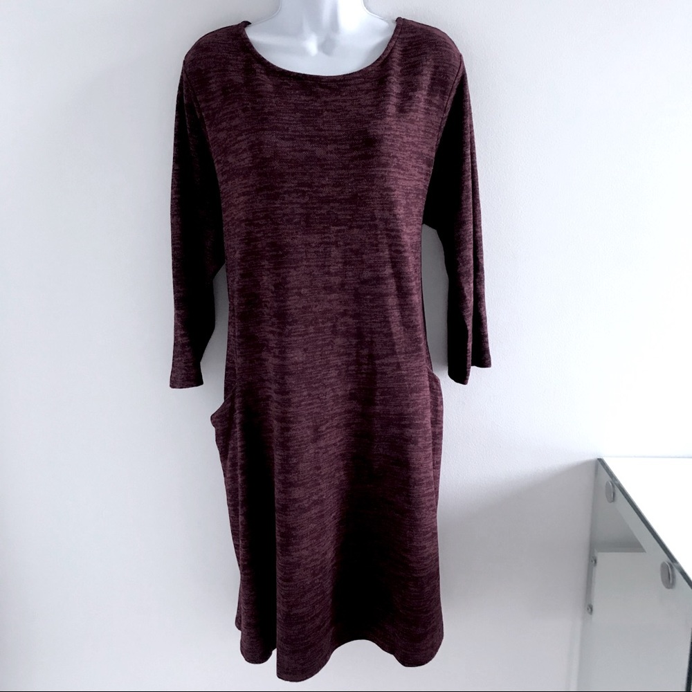 COPY - Nina Leonard Navy BLUE Terry Long Sleeve Pocket Winter Dress 2X